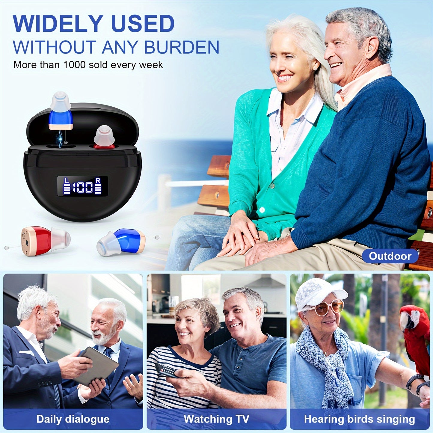 Rechargeable Noise Cancelling Hearing Aids for Seniors