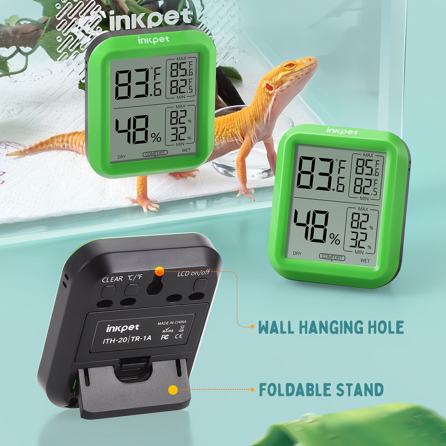 Digital Reptile Thermometer Hygrometer With Max Min Record Display