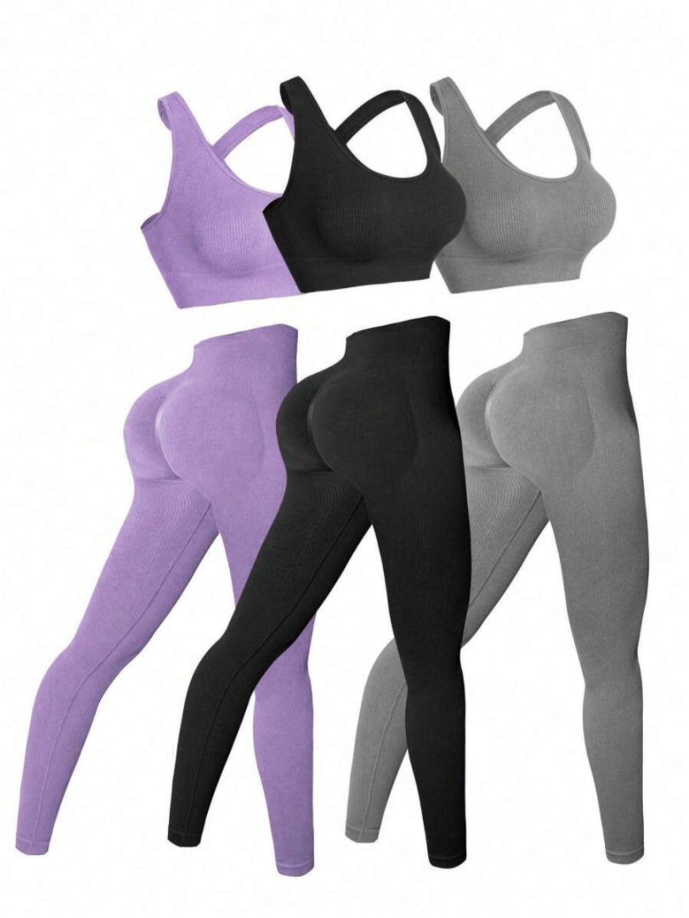 Three Piece Womens Fitness Bra And Pants Yoga Wear