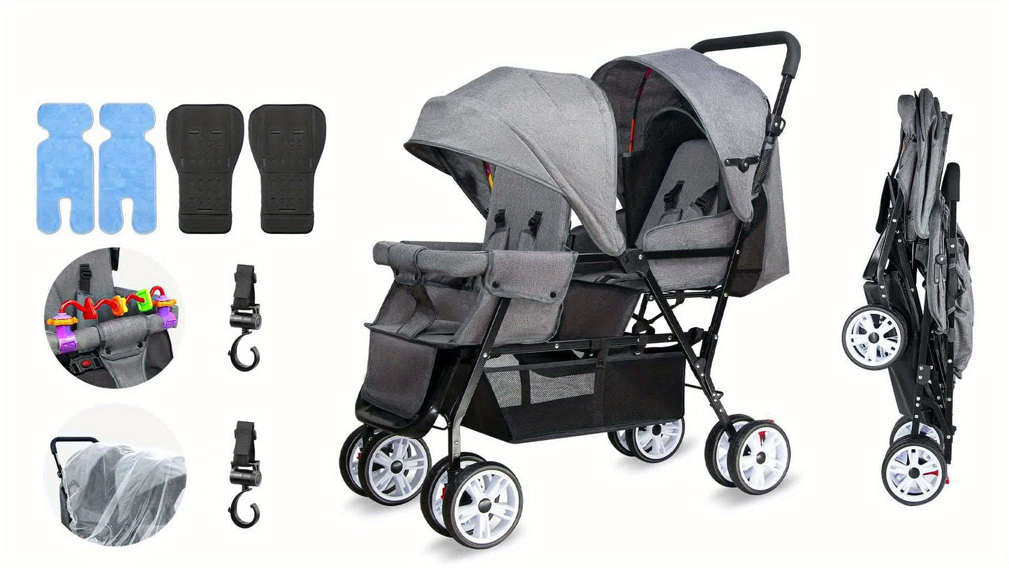 Foldable Double Stroller for Infants and Toddlers with Accessories