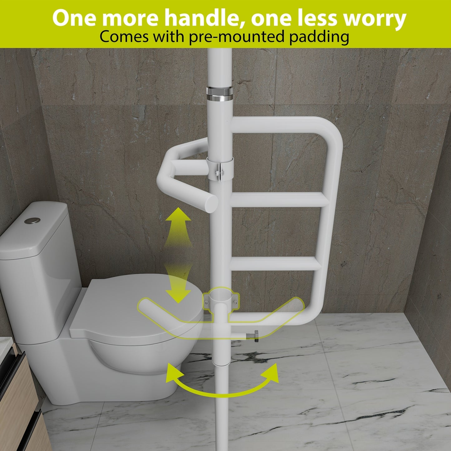 Floor-to-Ceiling Tension Pole with Curved Grab Bar for Safety