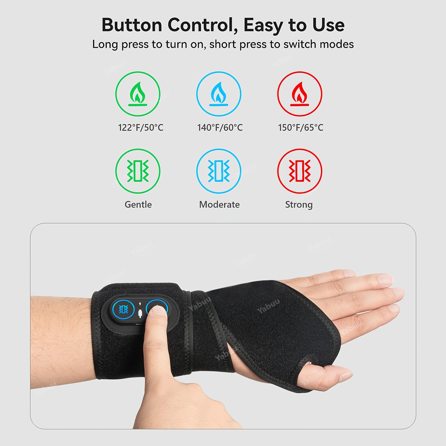 Cordless Hand Heating Pad with Adjustable Heat and Vibration Settings