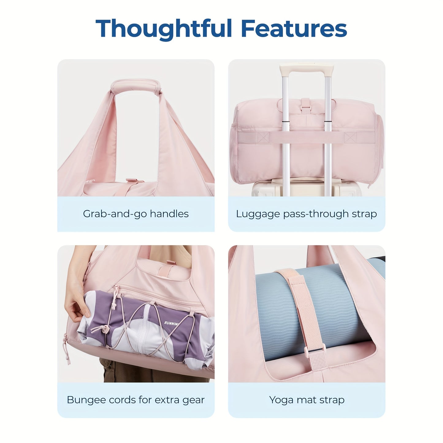 Women Gym Bag With Water Bottle Pocket And Shoe Compartment