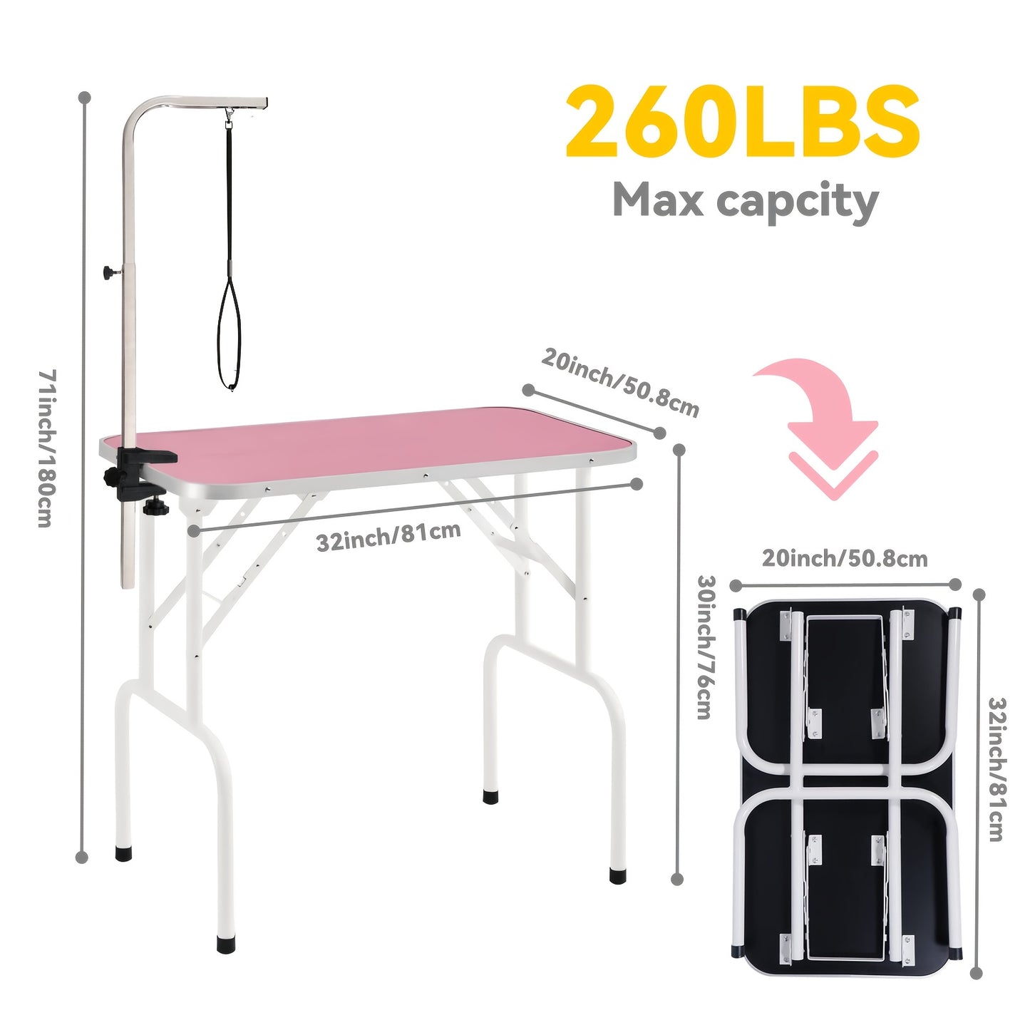 Portable Height Adjustable Pet Grooming Table for Home Use