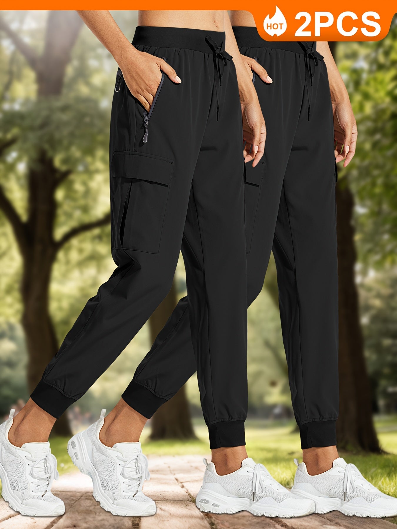 Women's Quick-Dry Cargo Joggers with Sun Protection and Pockets