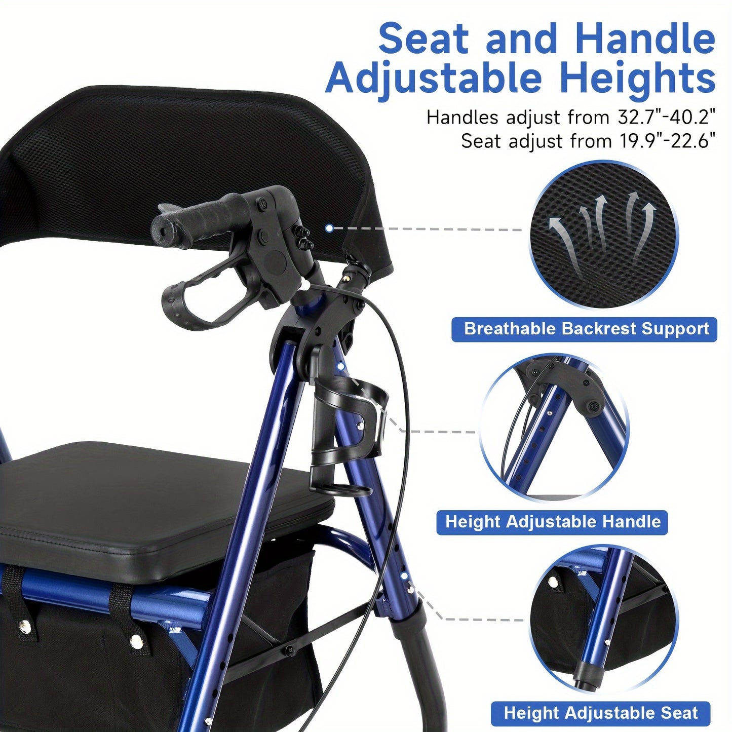 All-Terrain Rollator Walker with Tray and Padded Seat