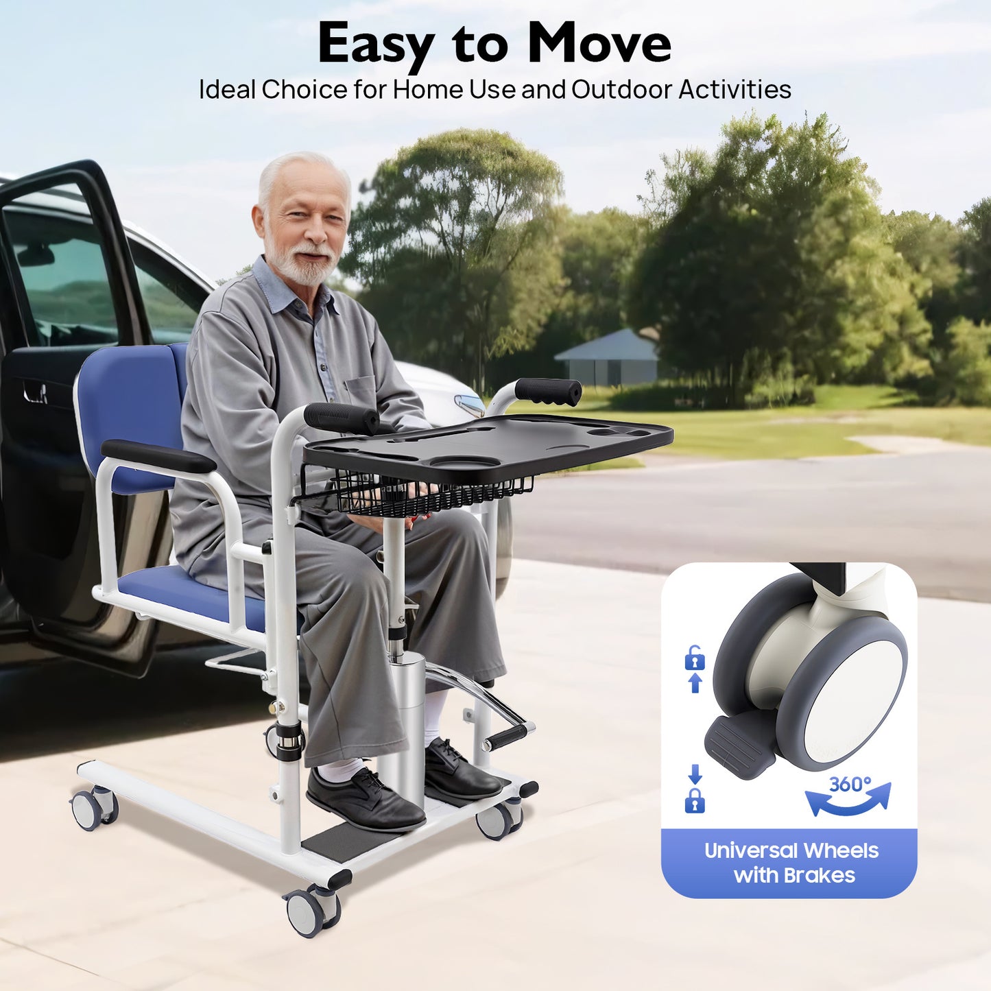 Heavy-Duty Hydraulic Lift Toilet Seat Chair for Easy Transfers