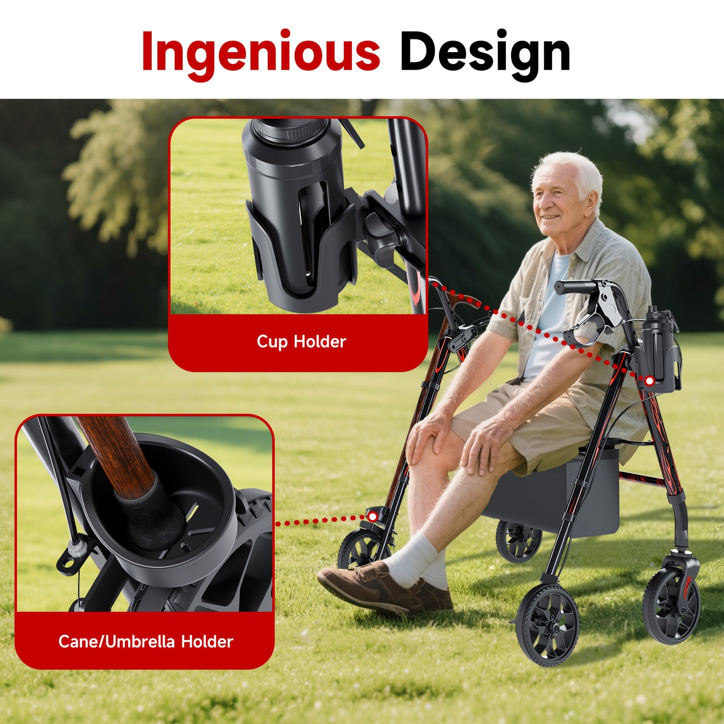 All Terrain Rollator Walker With Seat For Seniors And Adults