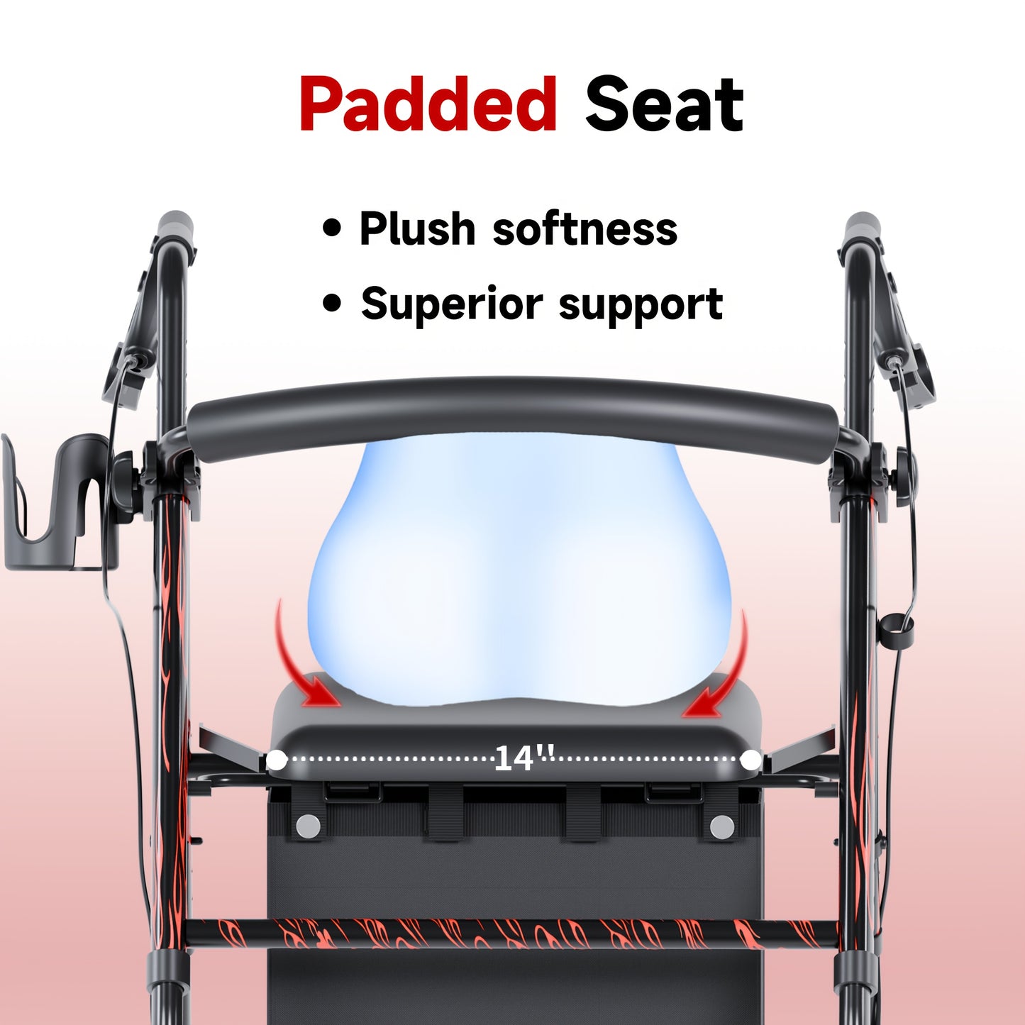 All Terrain Rollator Walker With Seat For Seniors And Adults