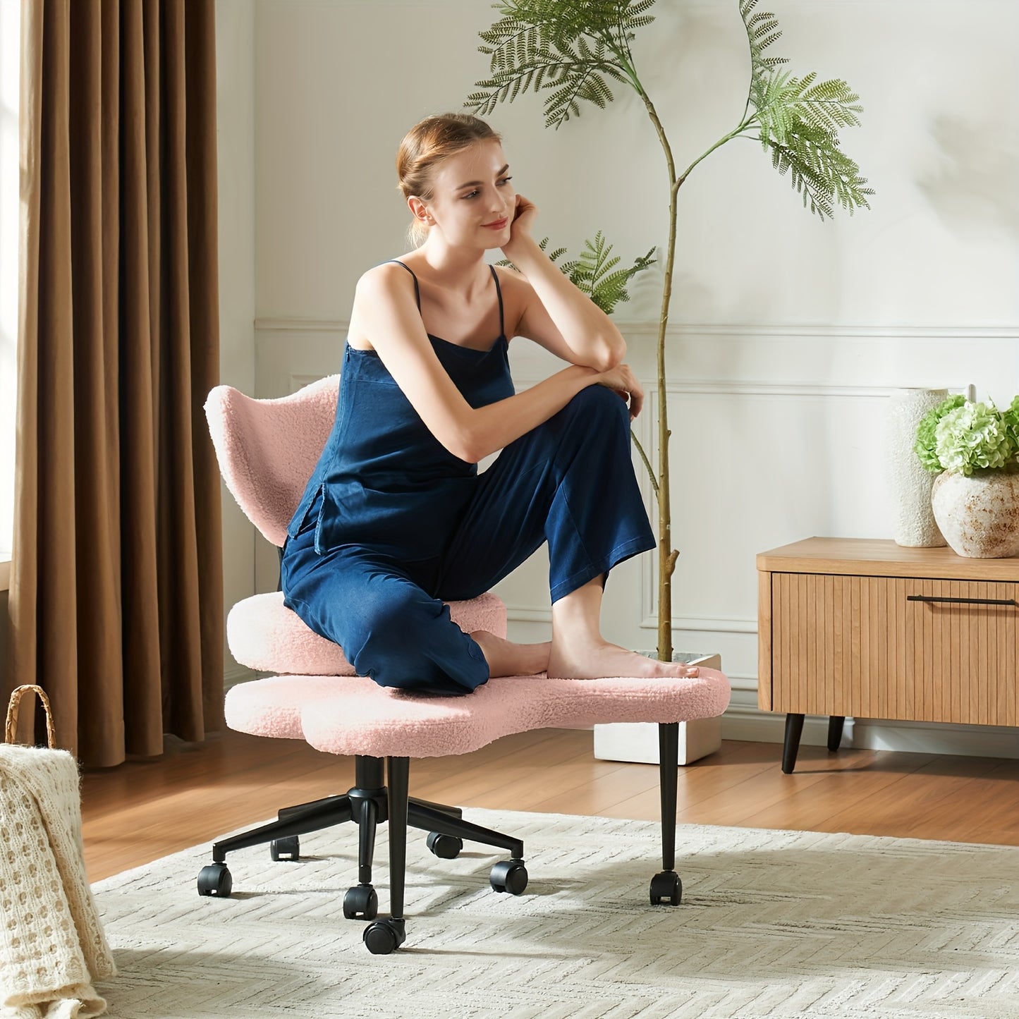 Pinmoco Cross Legged Ergonomic Office Chair With Wheels