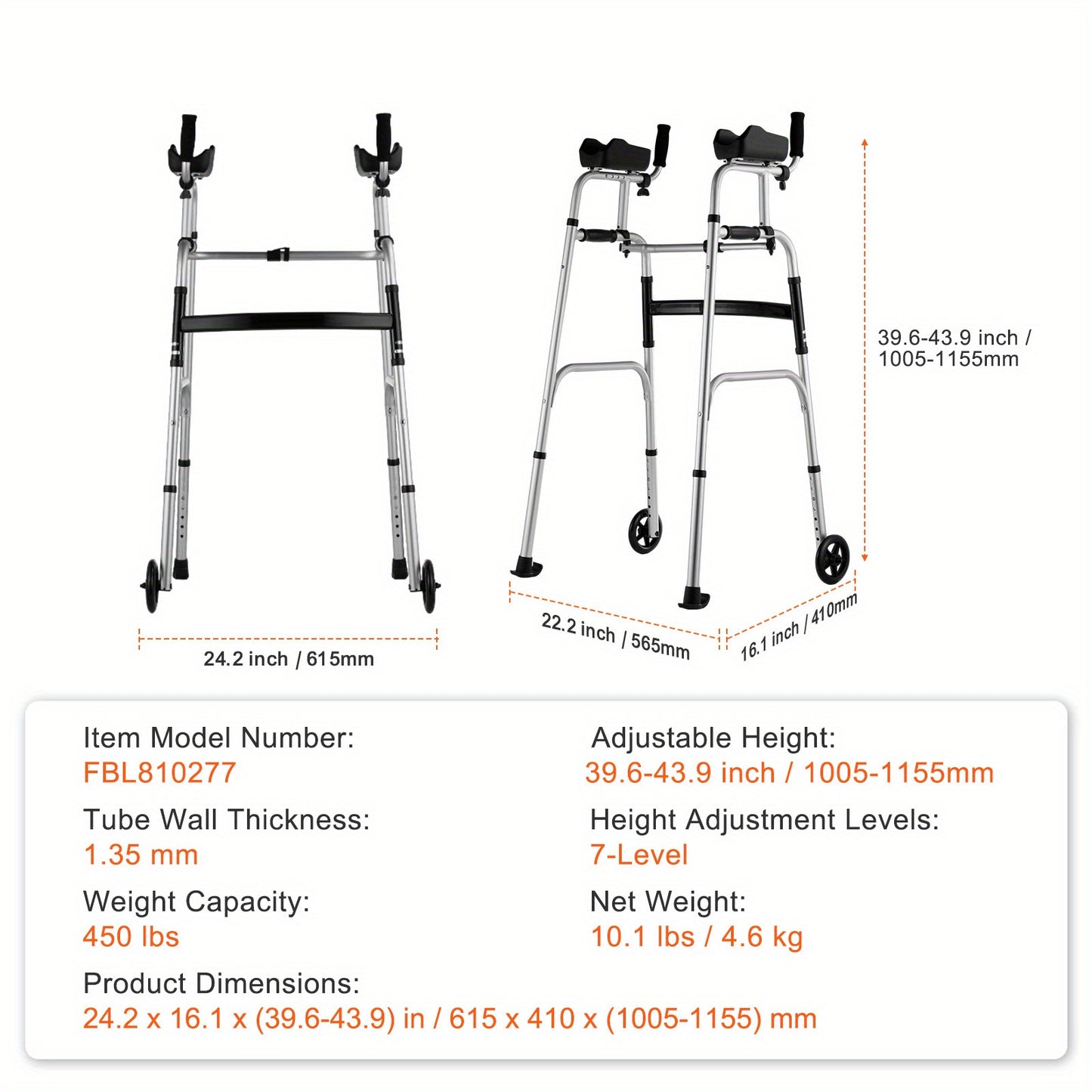 Happybuy 2 in 1 Folding Walker for Comfortable Mobility Assistance