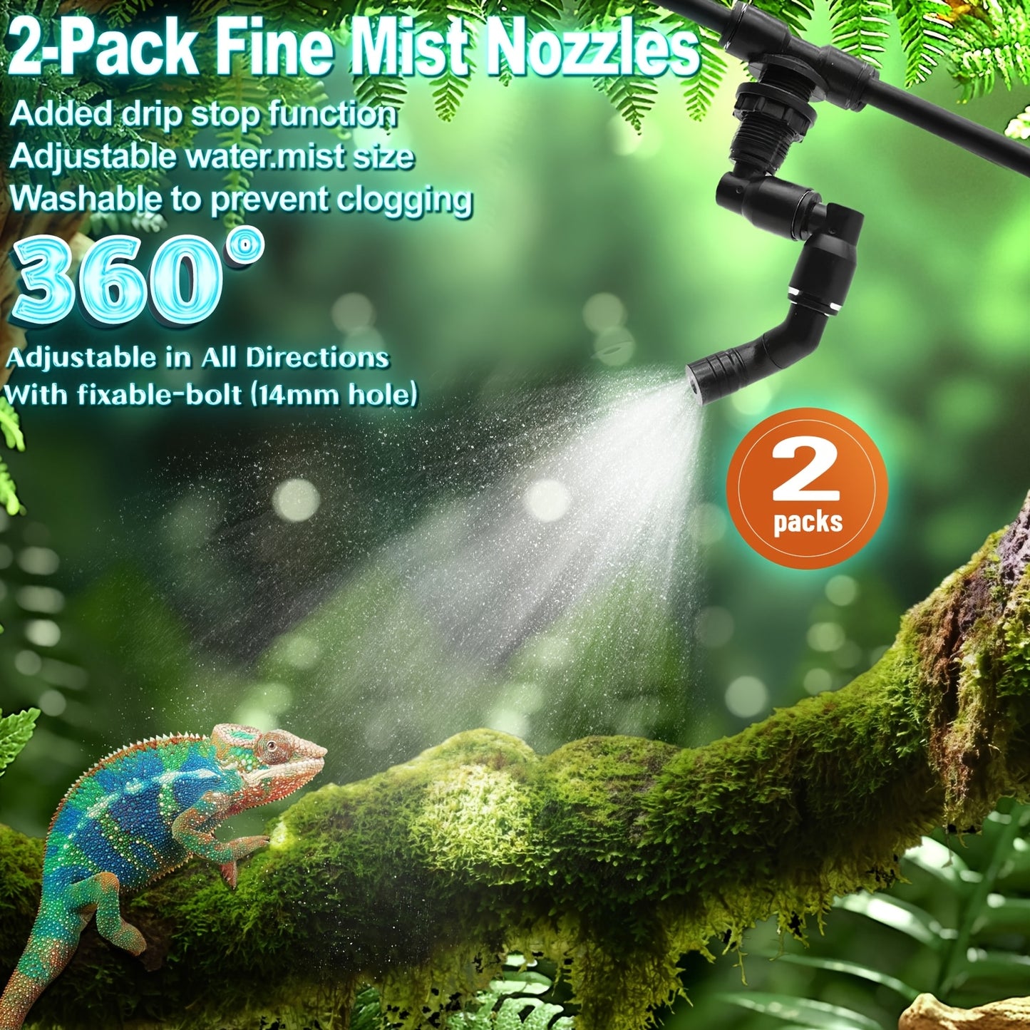 Reptile Misting System with Smart Timer and Adjustable Nozzle