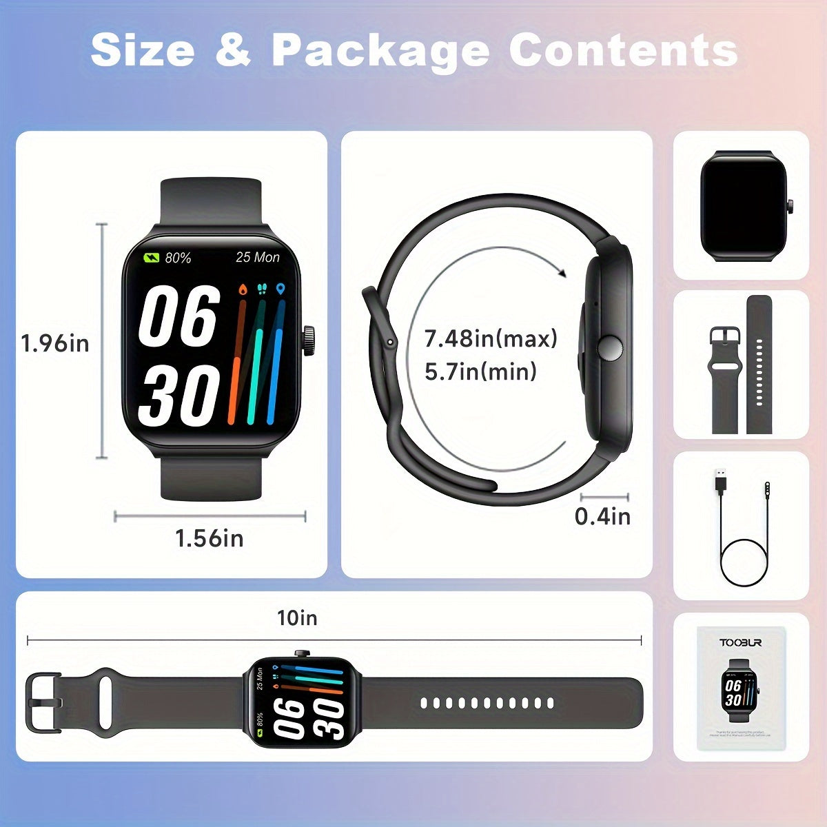 TOOBUR Smartwatch with Call Feature and Fitness Tracking Capabilities