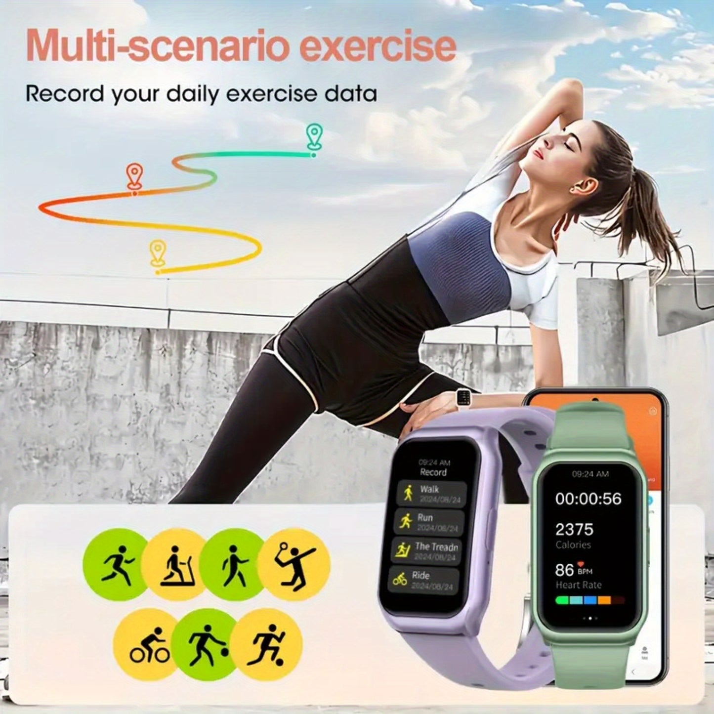 Stylish Women Smart Bracelet With Lift to Wake Screen