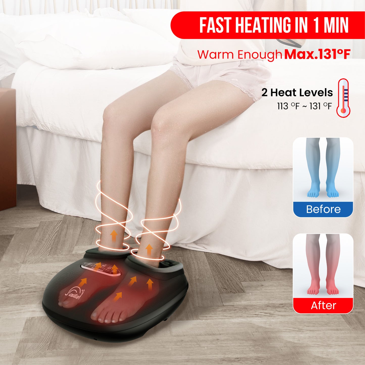 Snailax Shiatsu Foot Massager With Heat and Deep Kneading
