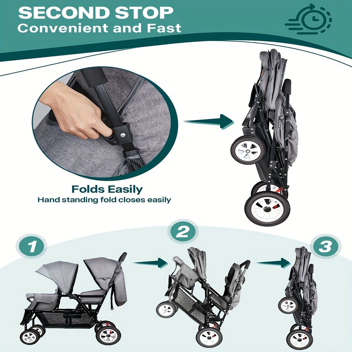 Foldable Double Stroller for Infants and Toddlers with Accessories