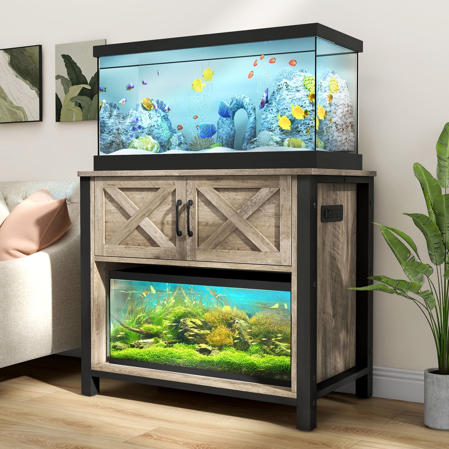 Phabules Durable Aquarium Stand With Built In Power Outlets