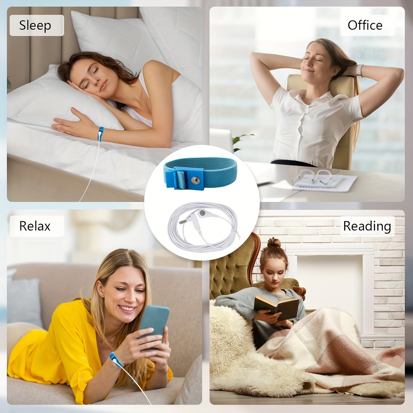 Grounding Wristbands with Cord for Natural Health and Relaxation