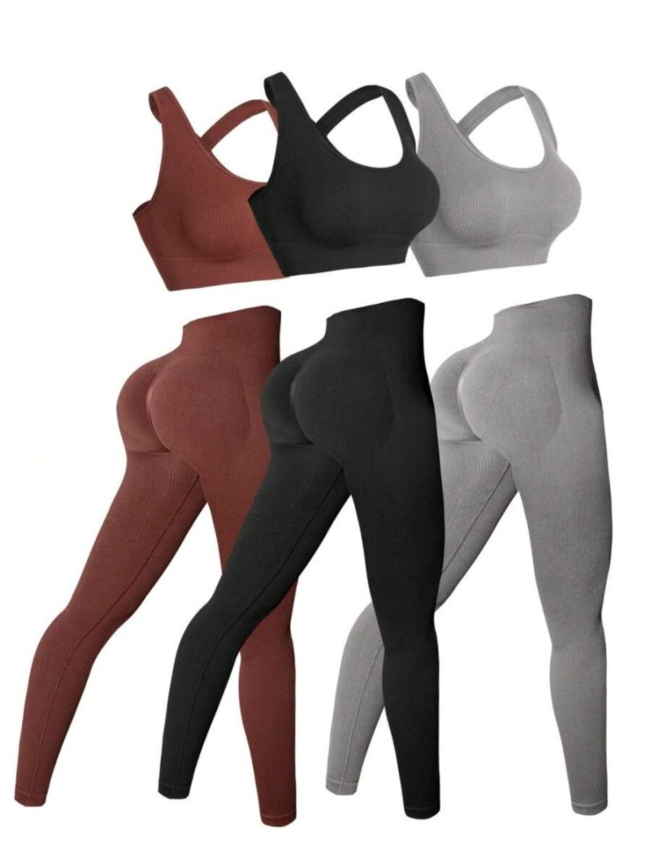 Three Piece Womens Fitness Bra And Pants Yoga Wear