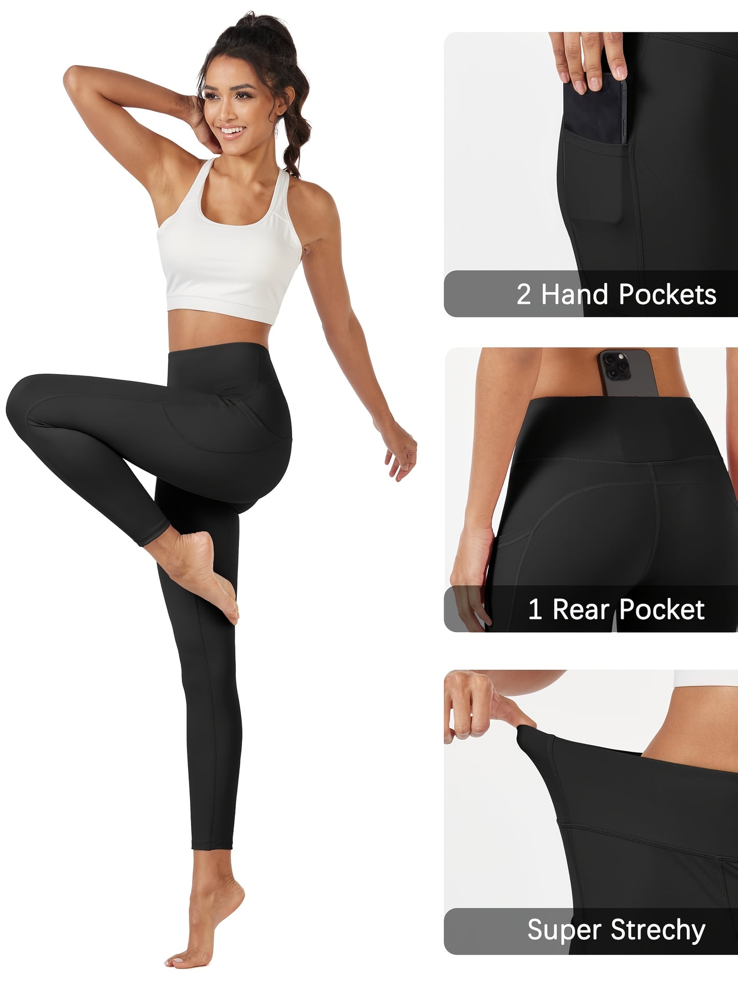 Buttery Soft High Waisted Yoga Pants 3-Pack With Pockets