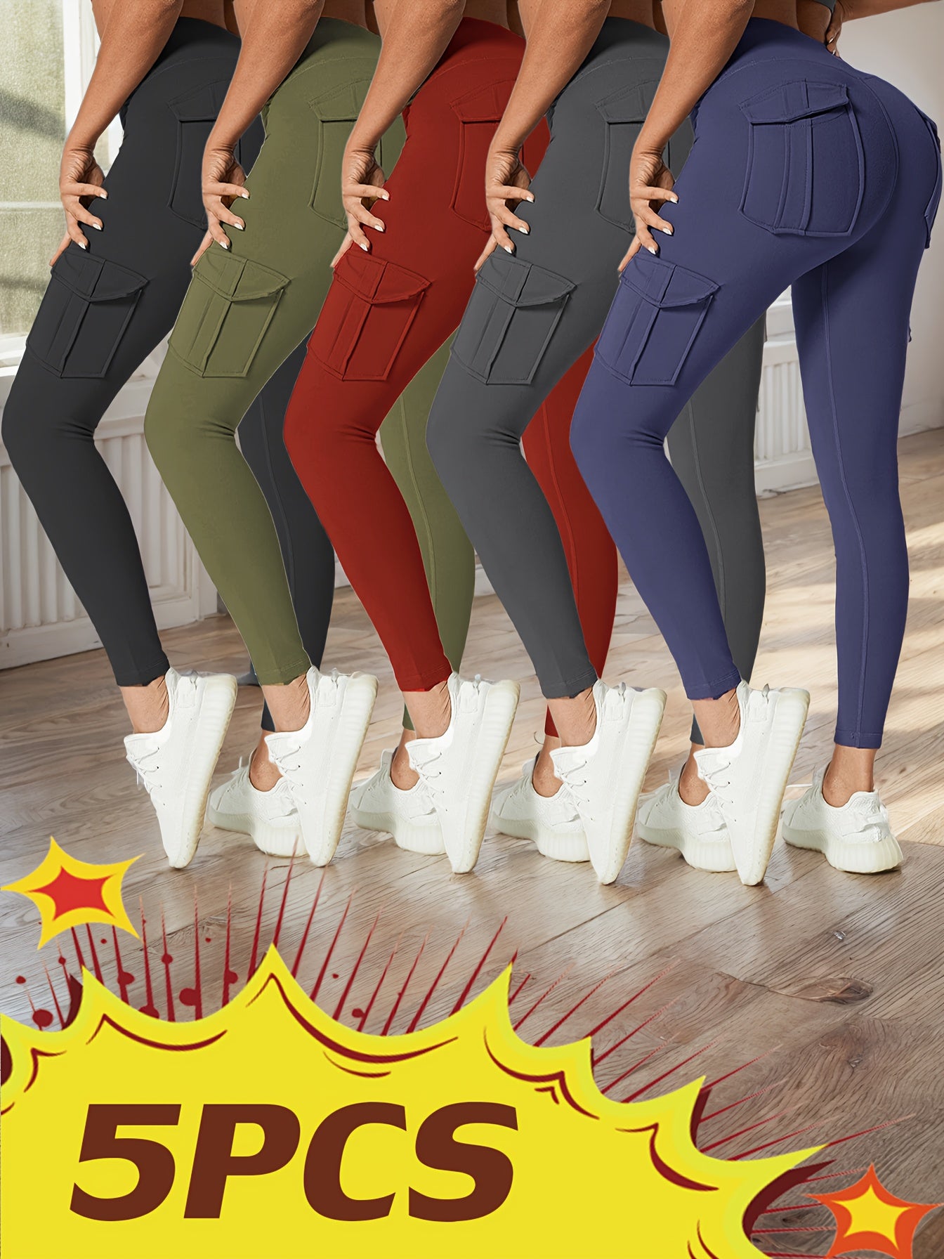 High Waist Yoga Leggings With Pockets Butt Lifting Set