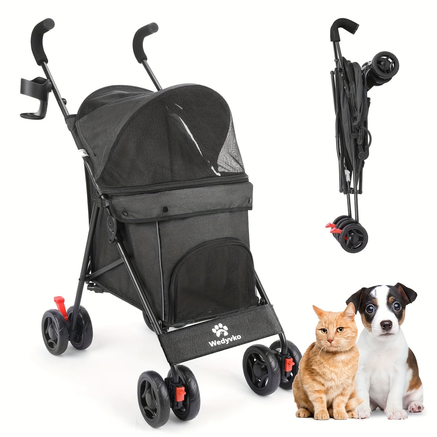 Pet Stroller Folding Cart for Dogs and Cats on the Go