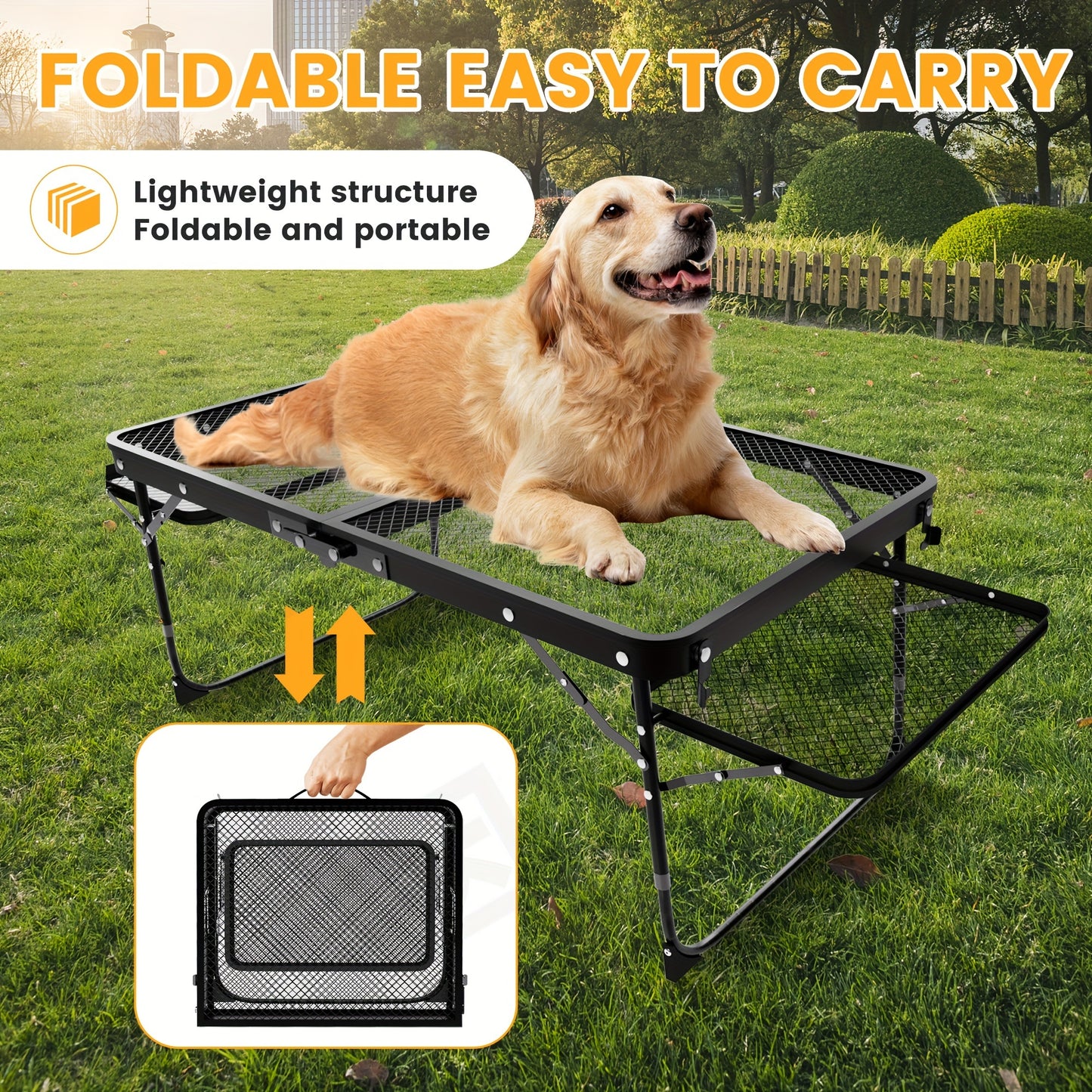 Portable Folding Pet Grooming Table With Adjustable Height Features