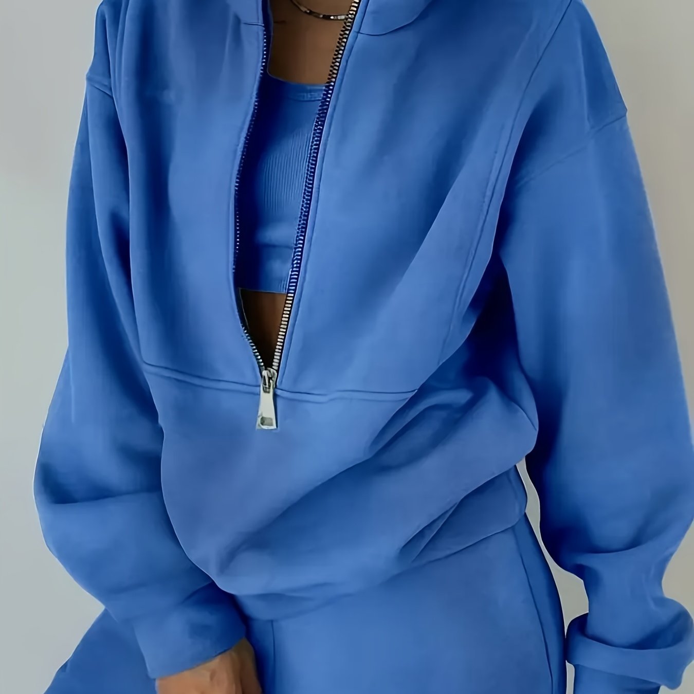 Womens Two Piece Fleece Set Long Sleeve Sweatshirt Joggers