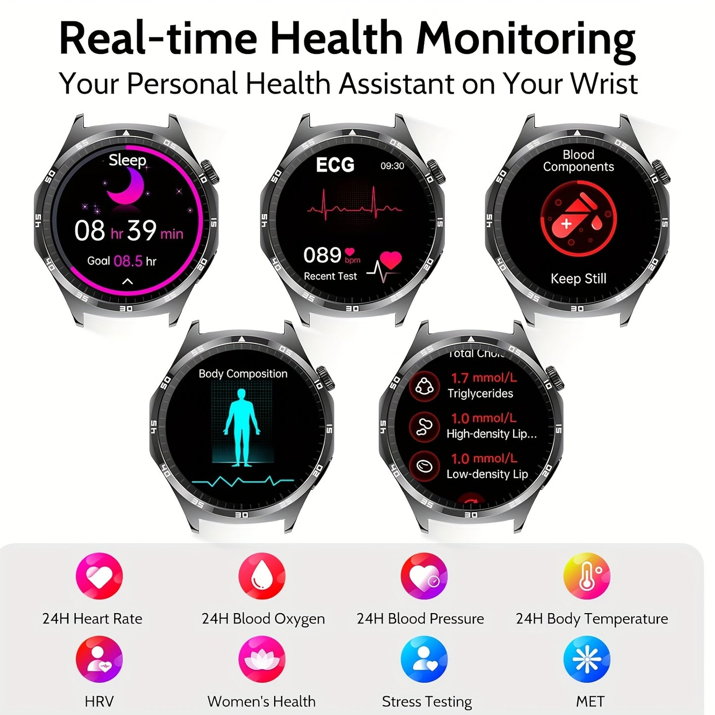 Smartwatch With AMOLED 440mAh Battery And Android IOS