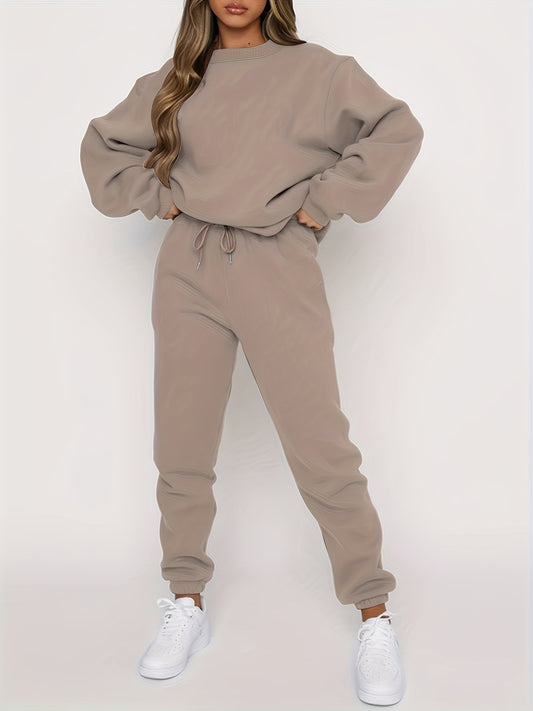 Womens Autumn Winter Two Piece Sweatshirt Pants Set