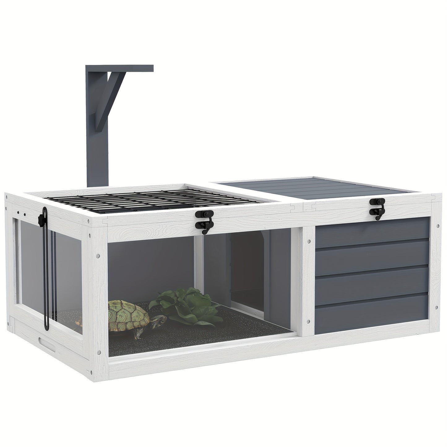 Wooden Tortoise Habitat with Pull-out Trays and Lamp Holder