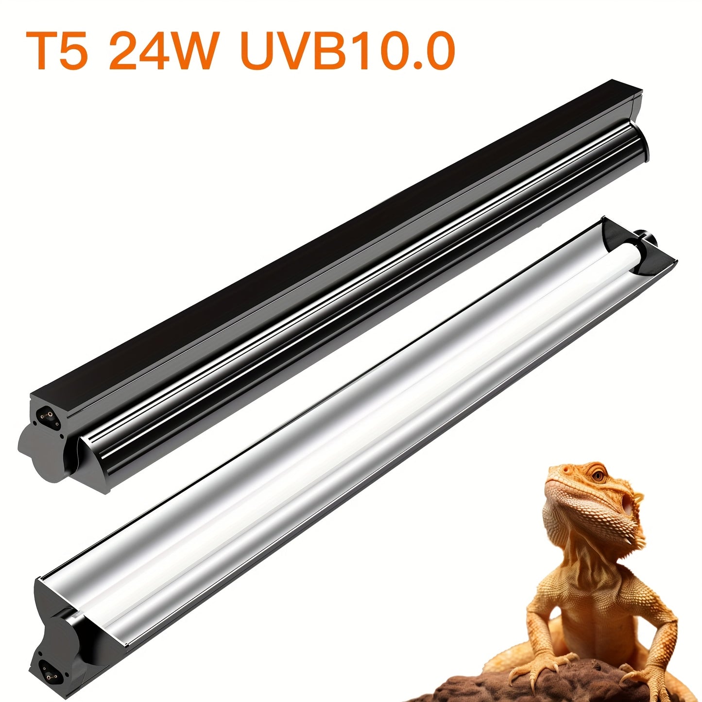 T5 UVB Reptile Light Fixture Combo Kit for Desert Terrariums