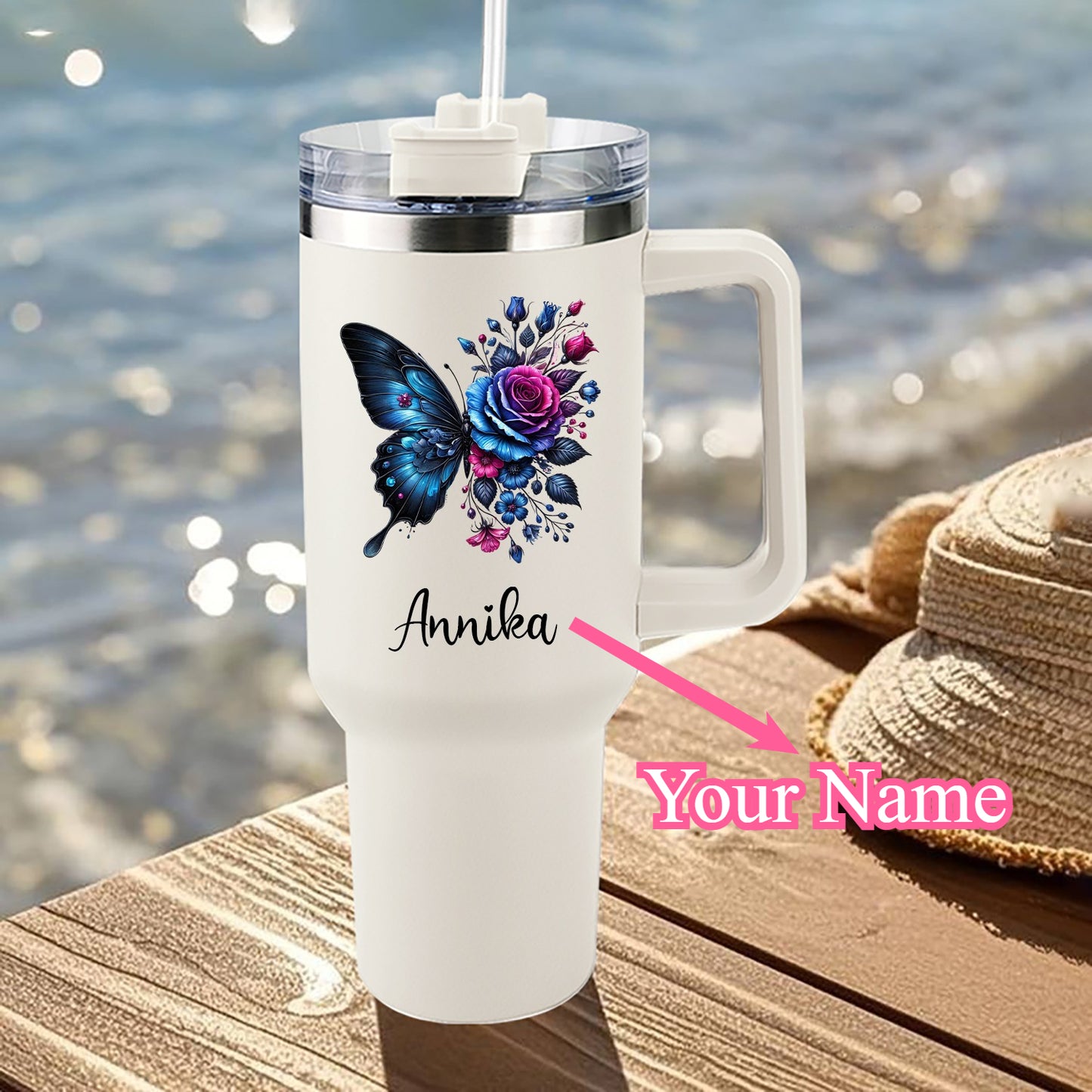 Personalized Insulated Stainless Steel Tumbler With Name And Straw