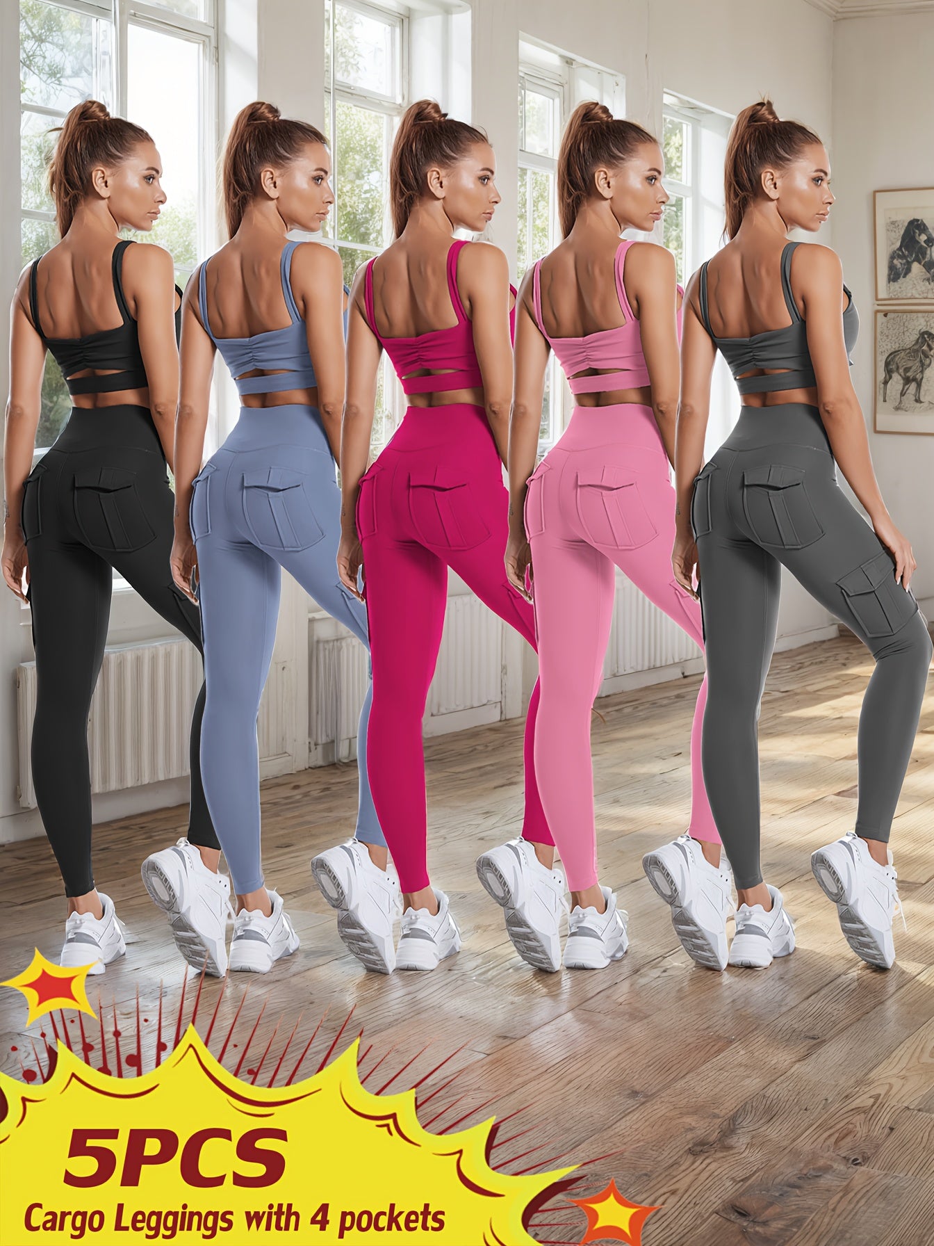 High Waist Yoga Leggings With Pockets Butt Lifting Set