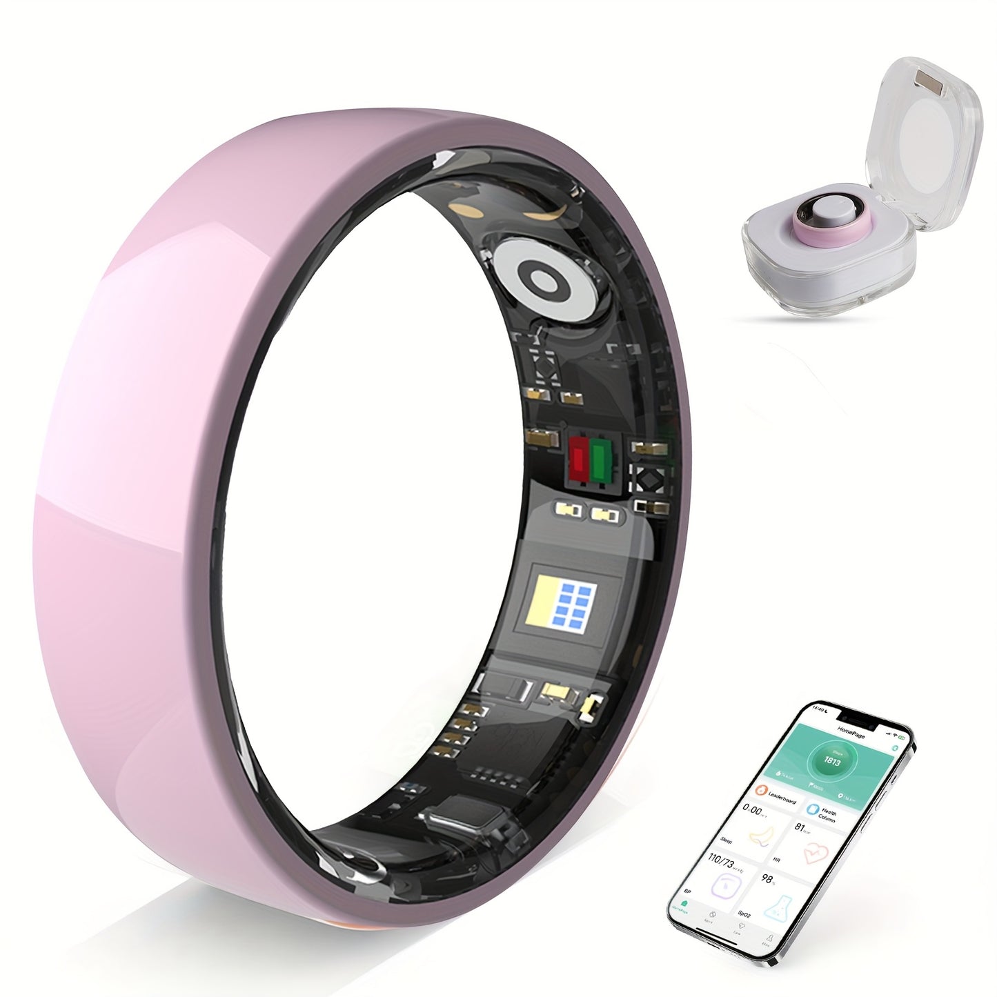 Smart Ring For Men And Women, Crystal Charging Case - Fitness And Sleep Tracker, Step Distance Calorie Monitoring, Multiple Exercise Modes, Magnetic Charging - Stylish Stainless Steel Design, IP68 Waterproof, Holiday Gift