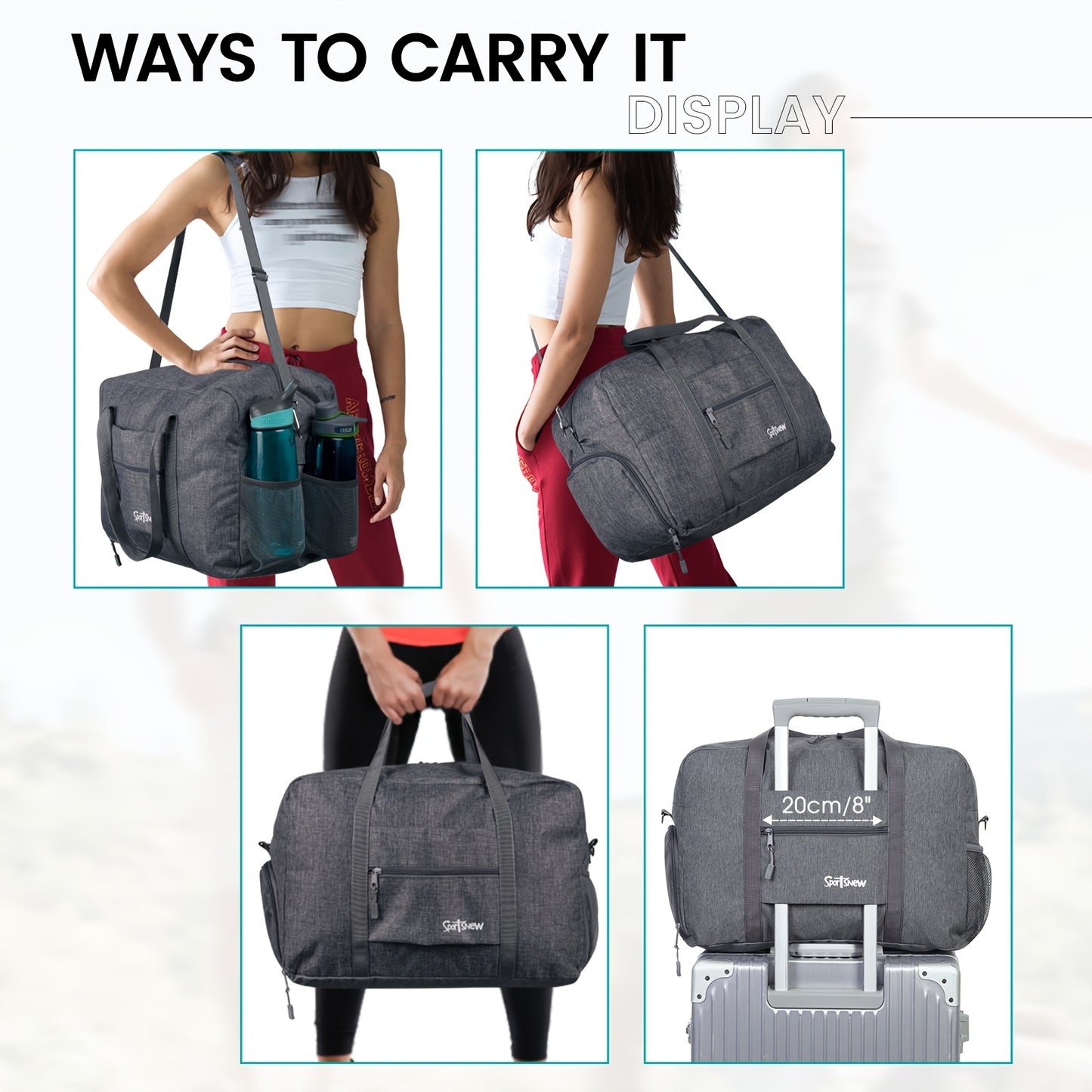 Heavy Duty Gym Duffle Bag With Shoe Compartment Wet Pocket