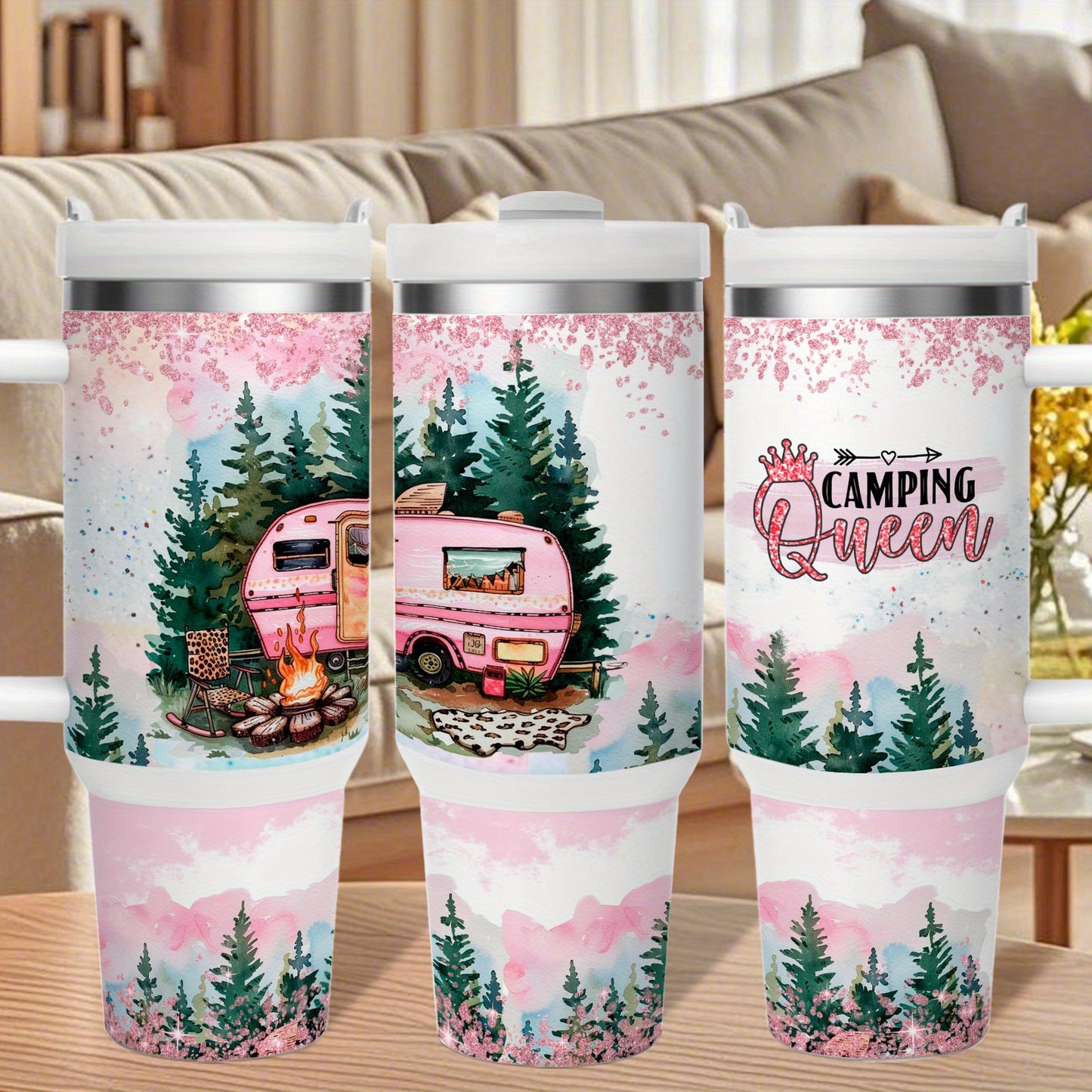 MIKENDA 1pc 40oz Insulated Stainless Steel Double Wall Tumbler, Camping Queen - Durable And Keeps Cold for 24 Hours Or Hot for 12 Hours - Perfect for Hot And Cold Drinks, Home Kitchen Use - Gift for Active Lifestyles. Hallowe