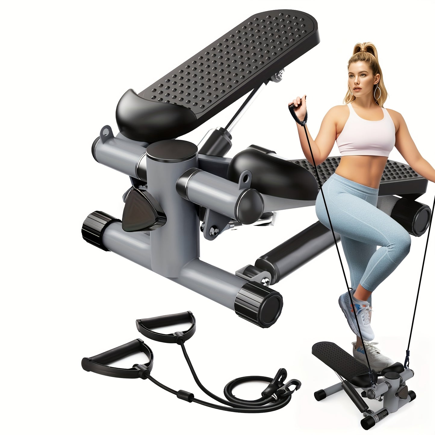 Mini Stair Stepper With Resistance Bands LCD Monitor