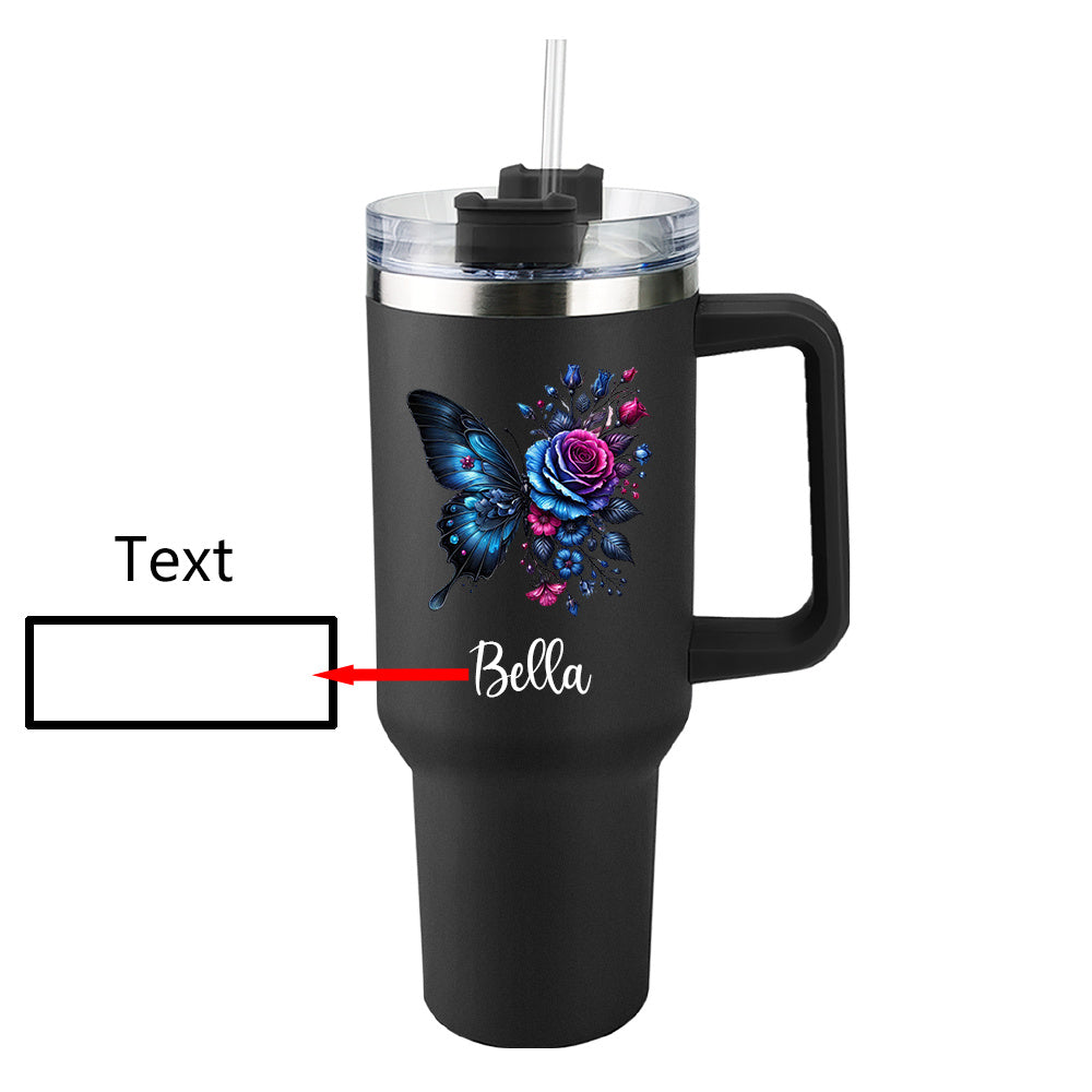 Personalized Insulated Stainless Steel Tumbler With Name And Straw