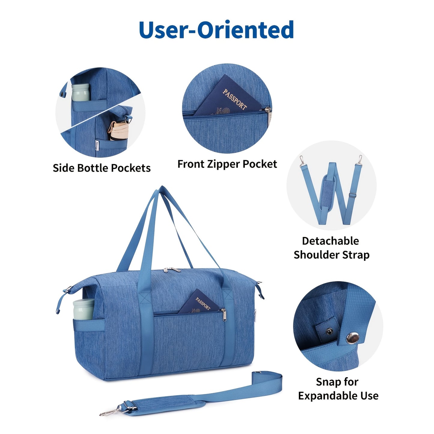 Heavy Duty Travel Duffel Bag With Wet Pocket Stitching