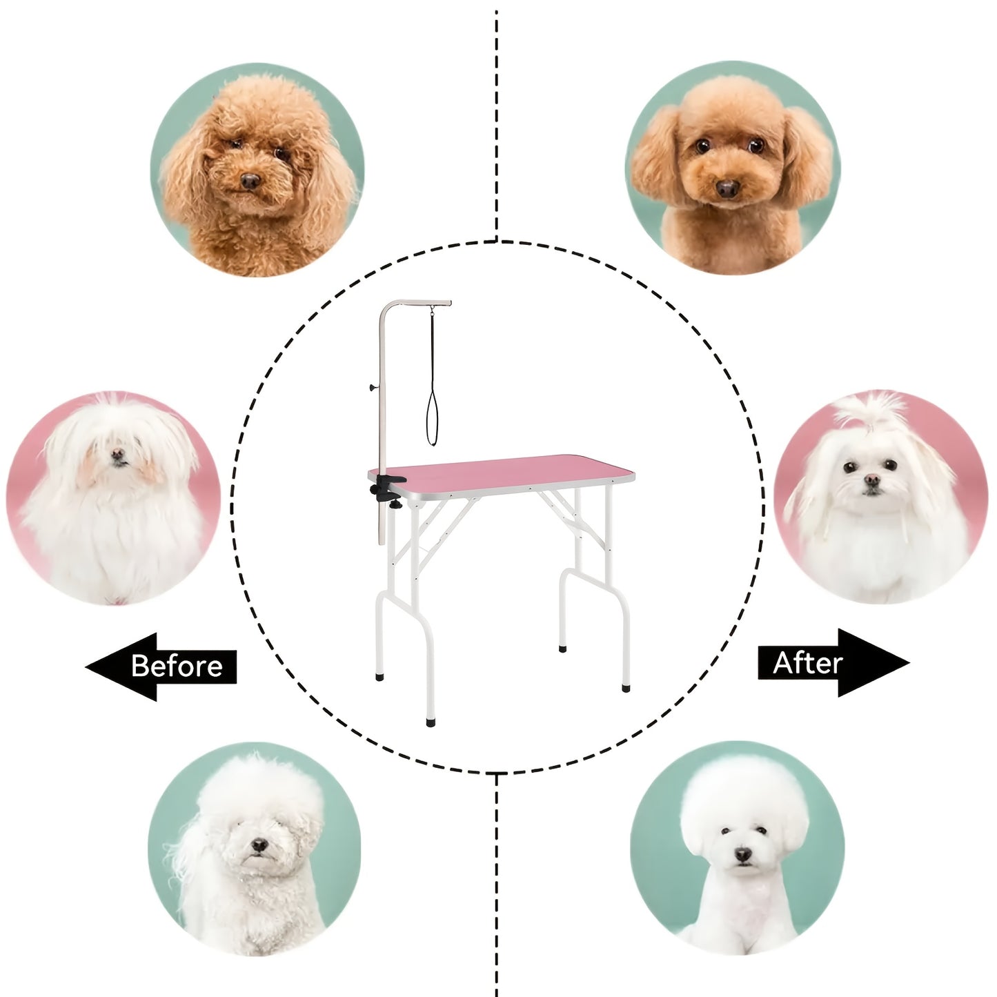 Portable Height Adjustable Pet Grooming Table for Home Use