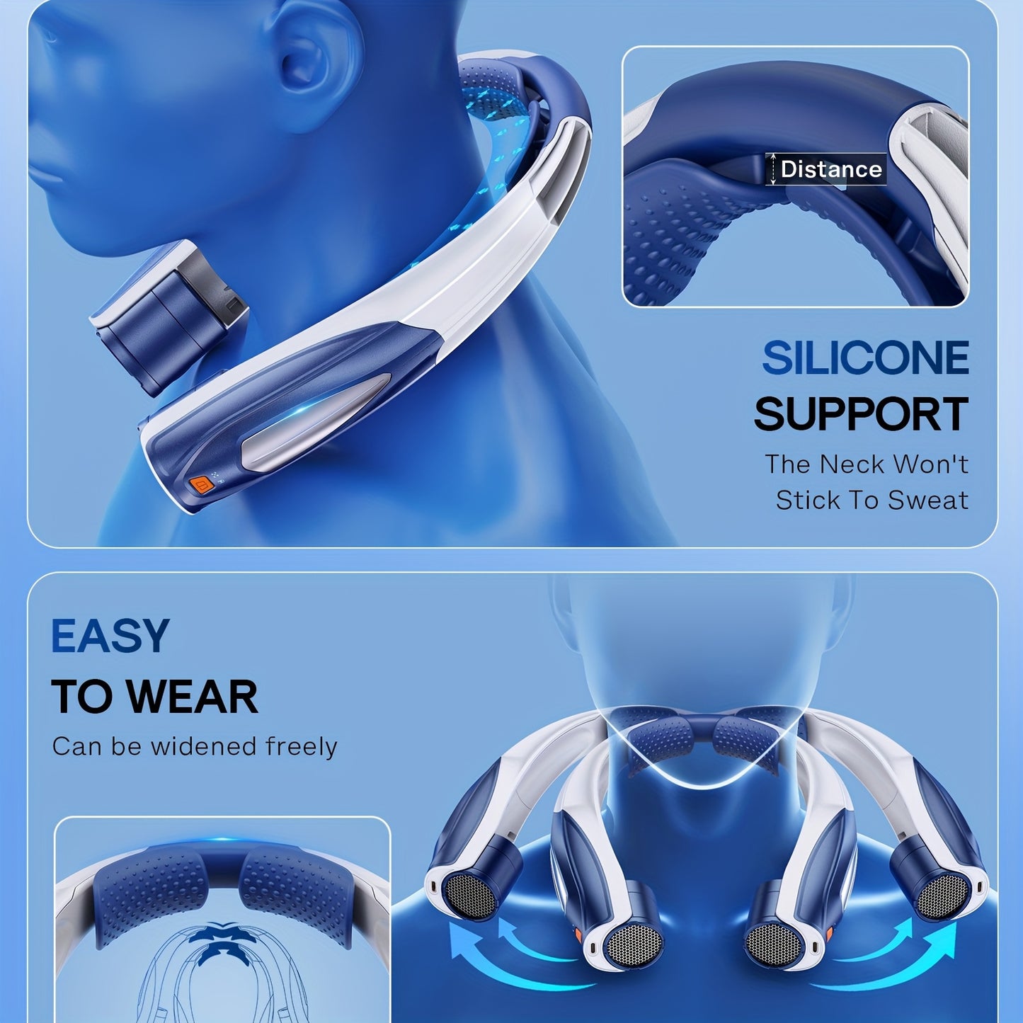 Neckband USB Fan With Long Battery Life And Quiet Motor