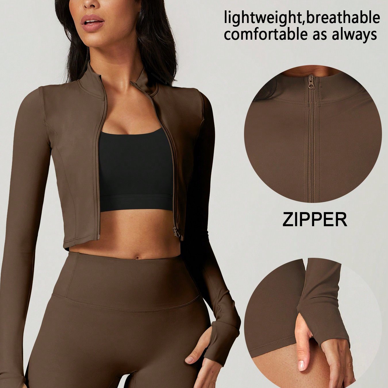 Womens Zip Up Crop Jacket And Biker Shorts Tracksuit Set