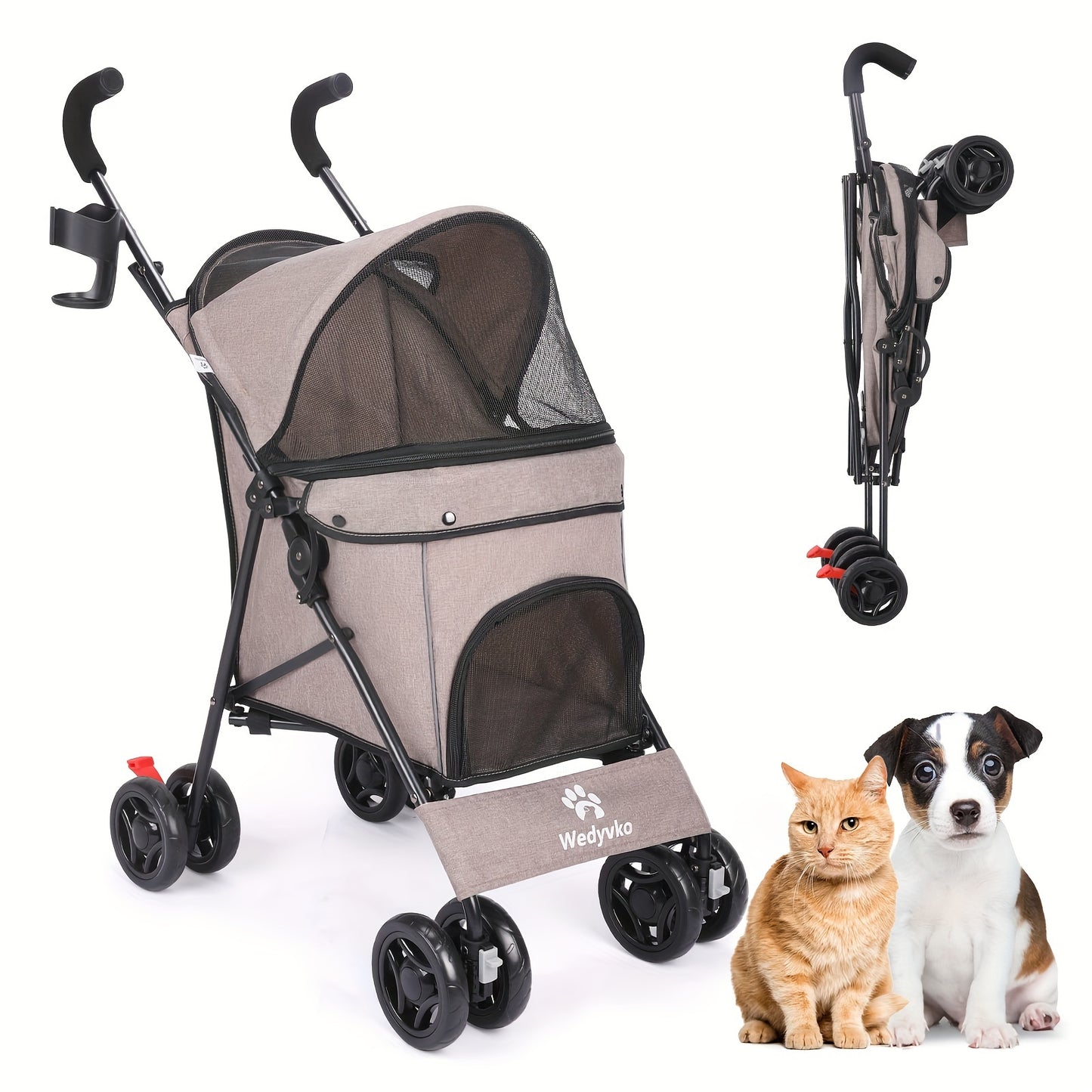 Pet Stroller Folding Cart for Dogs and Cats on the Go