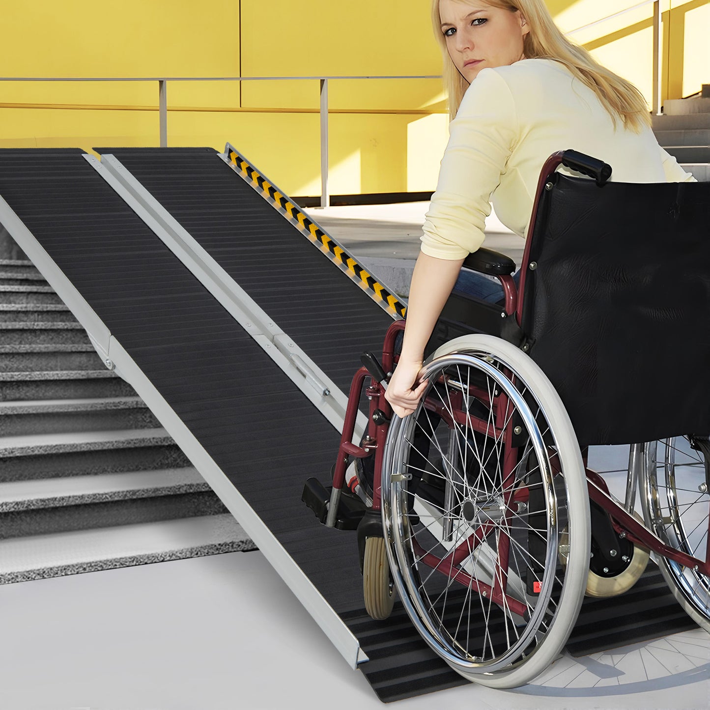 Maxmass Portable Aluminum Wheelchair Ramp for Safe Access