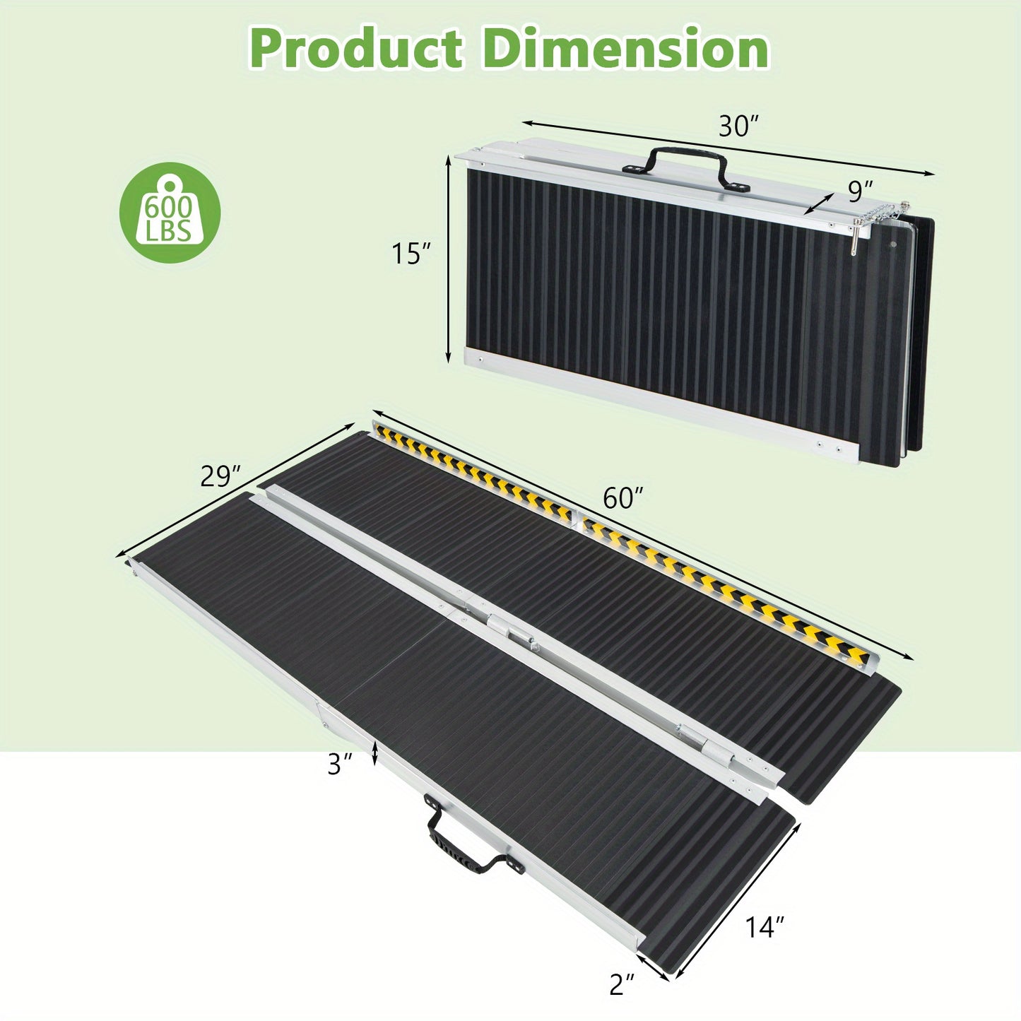 Maxmass Portable Aluminum Wheelchair Ramp for Safe Access