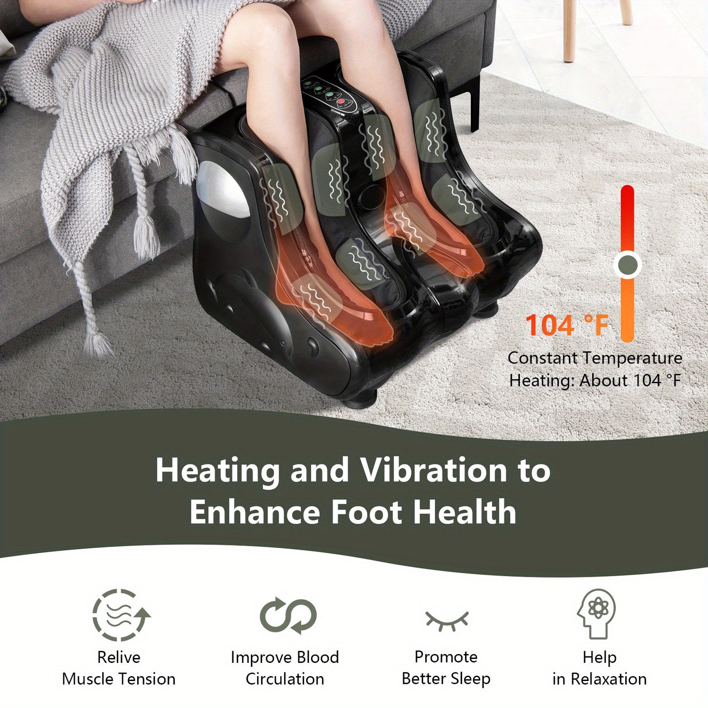 Gymax Foot And Calf Massager With Heat Shiatsu Kneading