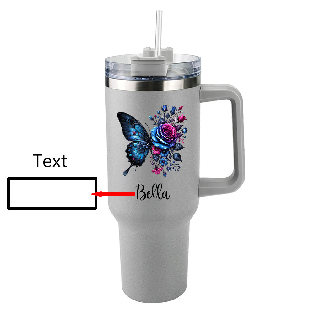 Personalized Insulated Stainless Steel Tumbler With Name And Straw