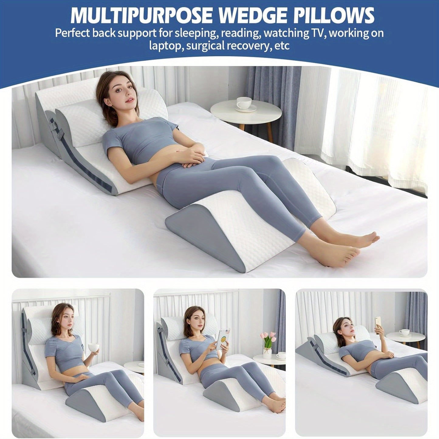 3-in-1 Adjustable Incline Wedge Pillows for Comfort and Support