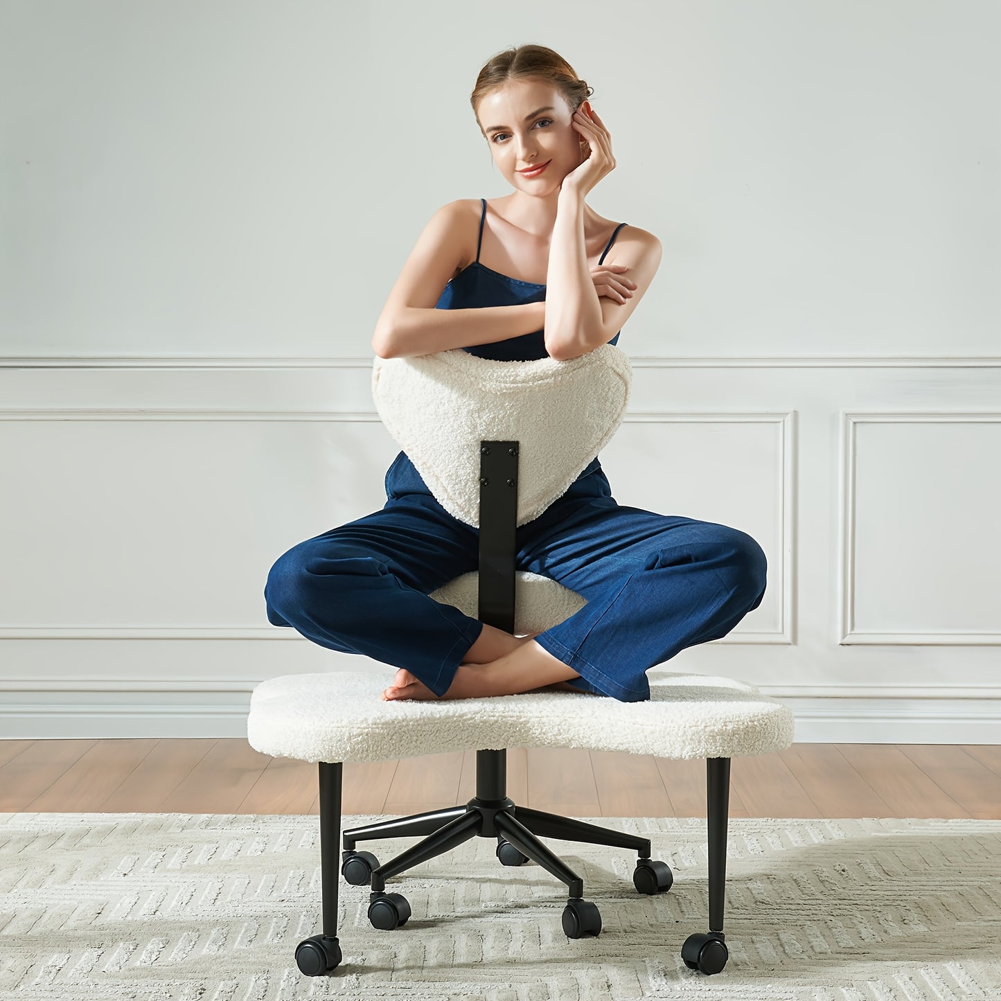 Pinmoco Cross Legged Ergonomic Office Chair With Wheels